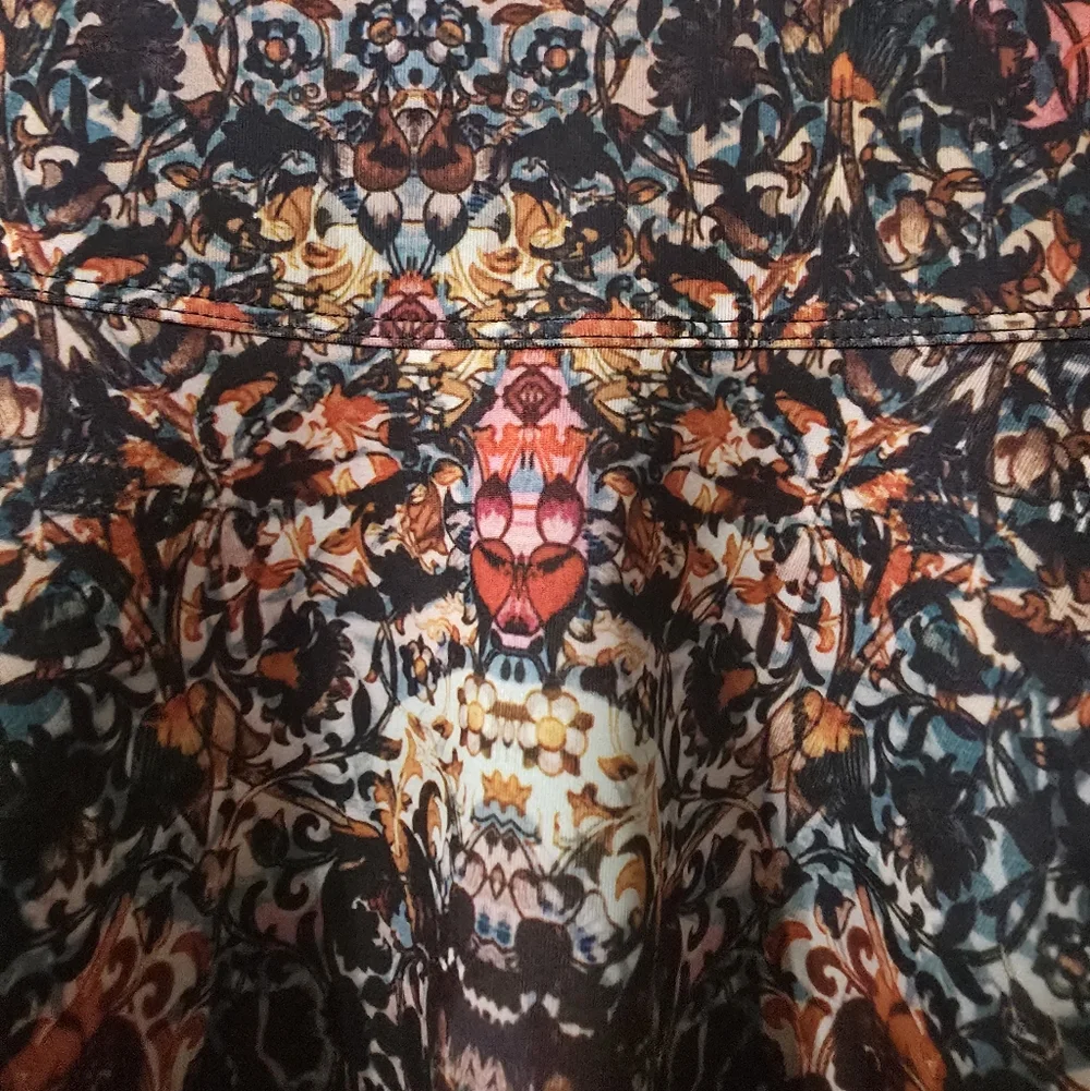 Y2K Abercrombie & Fitch Pleated Scuba Kaleidoscope Print Mini Skater Skirt, EUC!